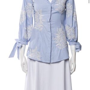 Alice & Olivia Blue Embroidered Women's Top